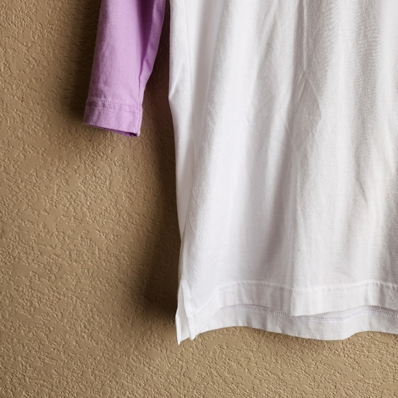 Victoria's secret PINK white and purple shirt 3/4 sleeve Size XS-Medium - Picture 4 of 10